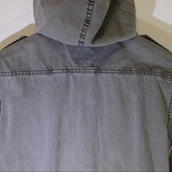 TALULA Aritzia Utility Jacket Light 100% Cotton Distressed Grey Oversized XXS - Picture 10 of 11